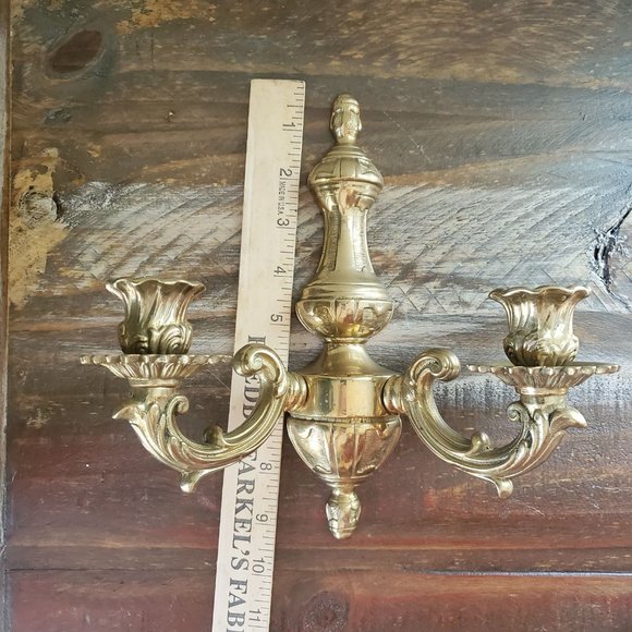 Vintage Mod Dep Brass Wall Sconce Candle Holder - Picture 15 of 15
